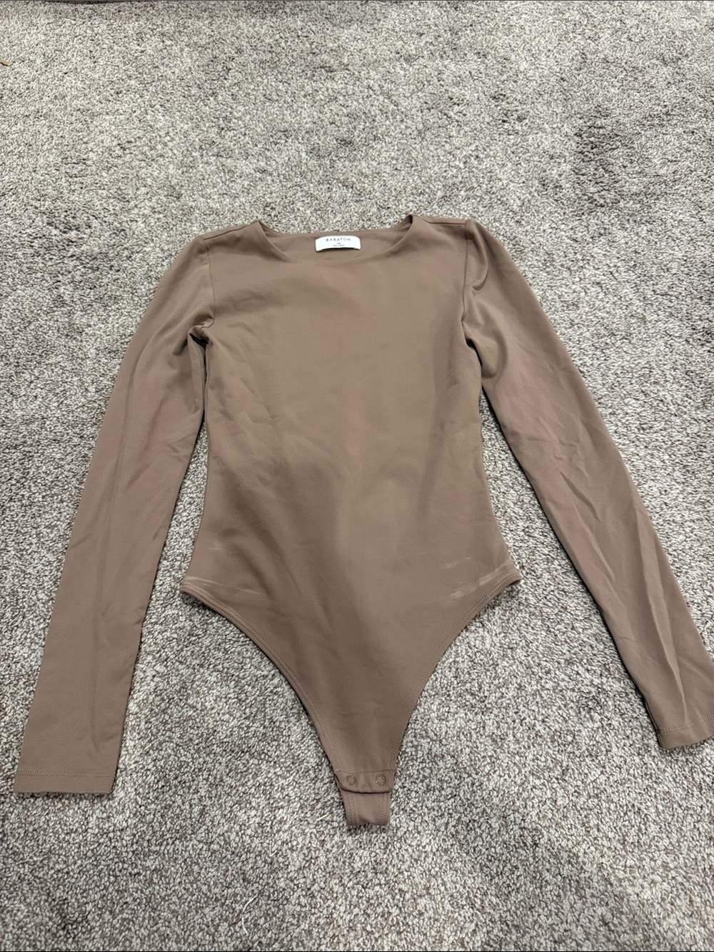 Aritzia Long-Sleeve Stretch Bodysuit — Taupe Brown
